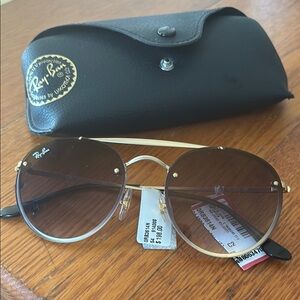 Ray-Ban Gold Frame Sunglasses with Brown Lenses